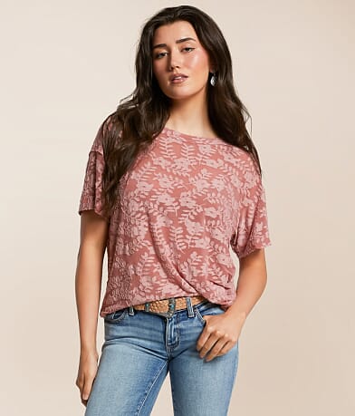 Daytrip Floral Jacquard Top front view