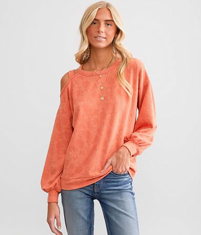 Daytrip Textured Cold Shoulder Top front view