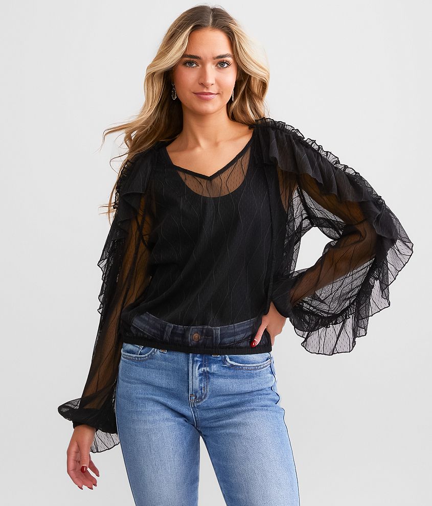 Ruffle Mesh Top