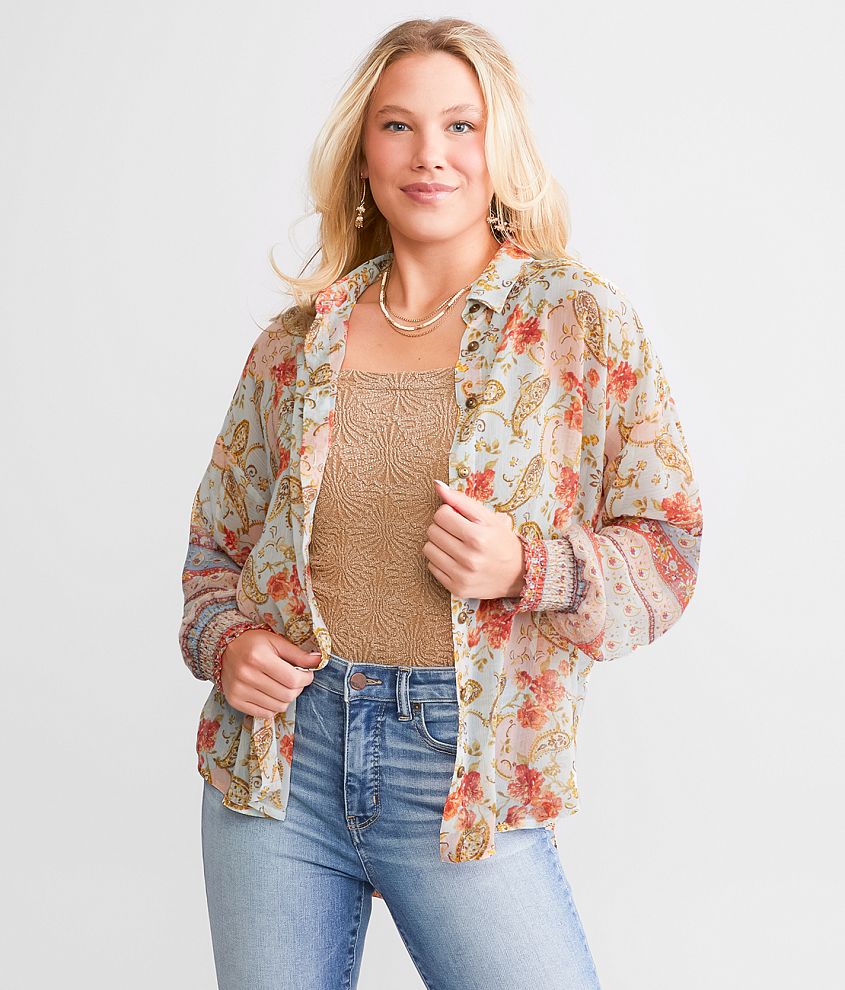 Daytrip Floral Paisley Chiffon Blouse