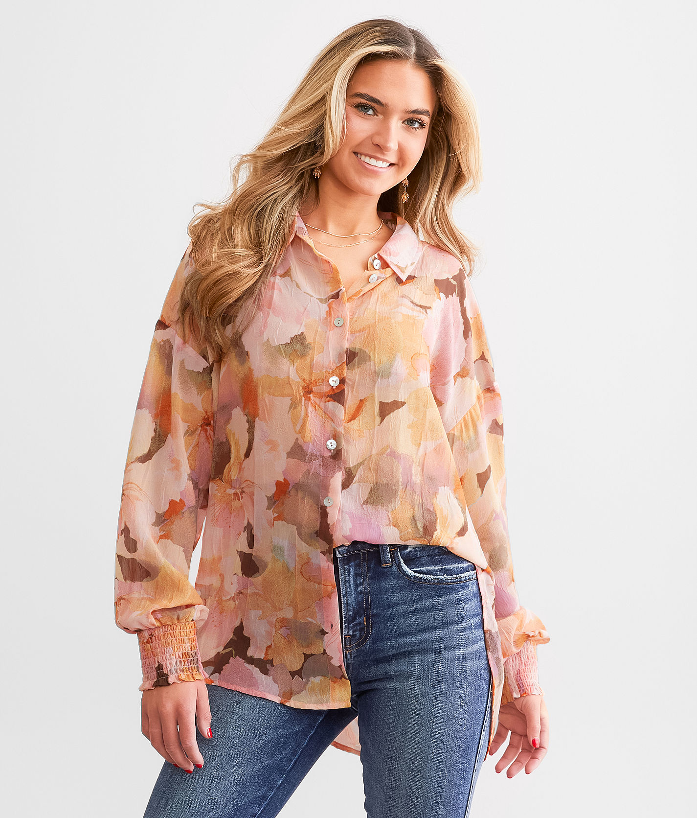 Daytrip Floral Chiffon Blouse - Women's Shirts/Blouses in Floral