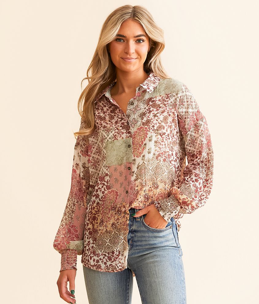 Daytrip Patchworks Chiffon Blouse front view