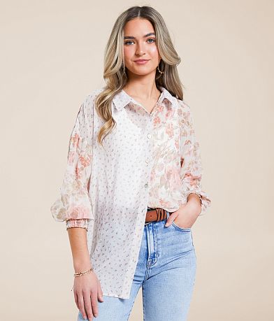 Daytrip Floral Chiffon Blouse front view