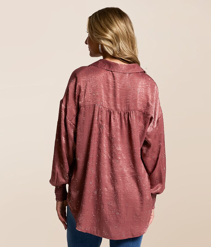 Rhinestone Satin Blouse