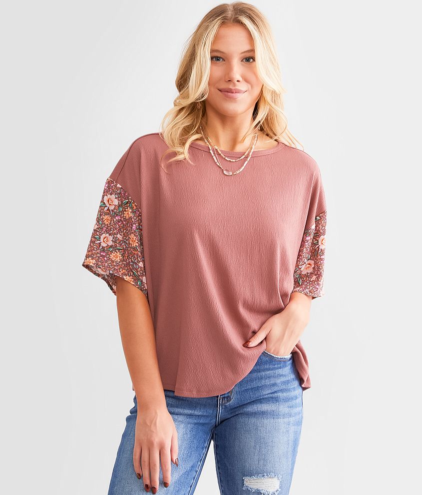 Daytrip Oversized Floral Top - Women's Shirts/Blouses in Rose