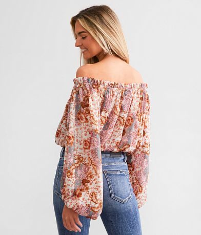 Willow &amp; Root Floral Bubble Top BACK