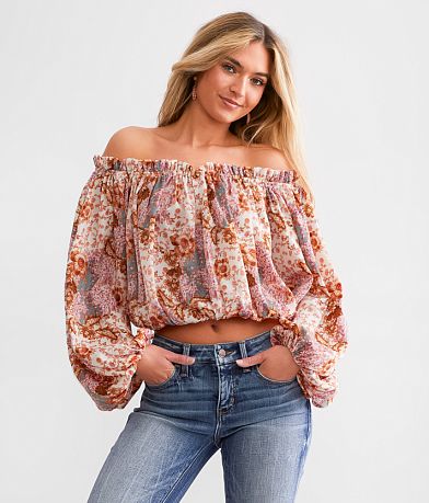 Willow & Root Floral Velvet Corset Top - Women's Shirts/Blouses in