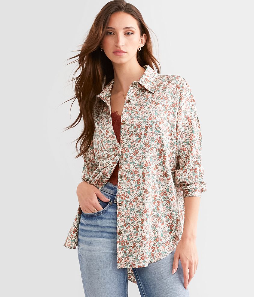 Daytrip Ditsy Floral Satin Blouse front view