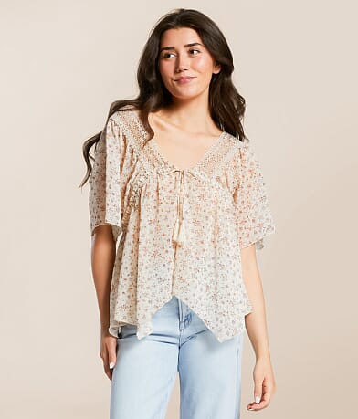 Daytrip Floral Chiffon Empire Top front view