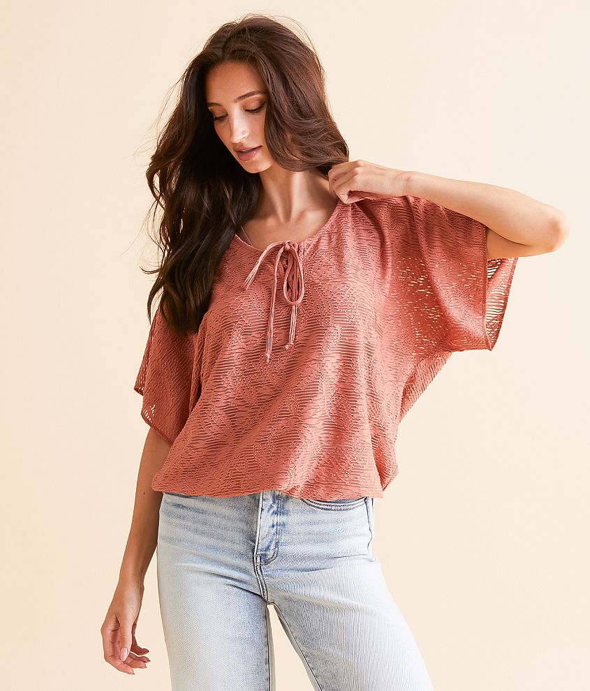 Daytrip Textured Lace-Up Top front view