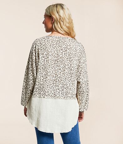 Daytrip Pieced Cheetah Print Top back view