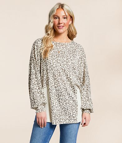 Daytrip Pieced Cheetah Print Top front view