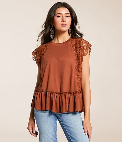 Daytrip Crochet Ruffle Top front view