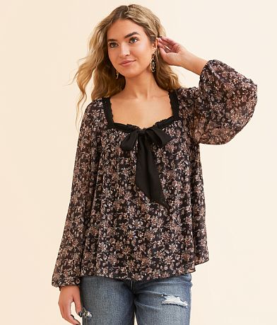 Daytrip Floral Mesh Top front view