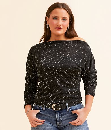 Daytrip Rhinestone Mesh Top front view