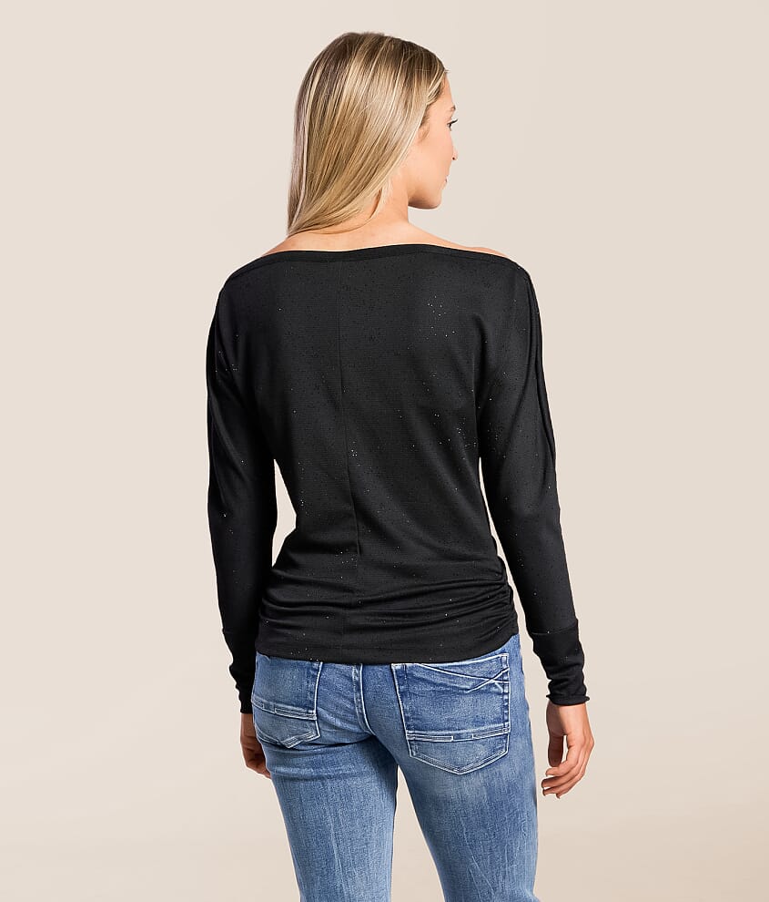 Rhinestone Boatneck Top