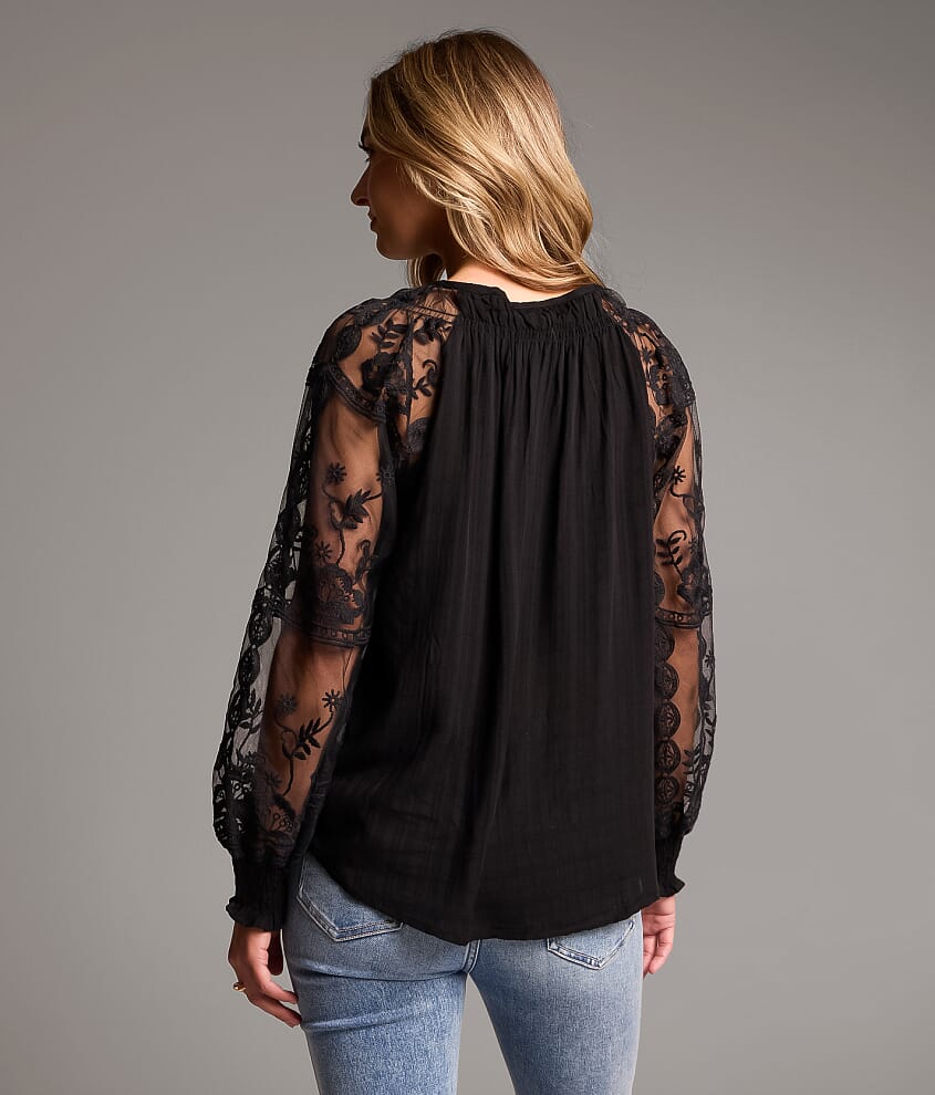 Embroidered Mesh Blouse - thumbnail 2