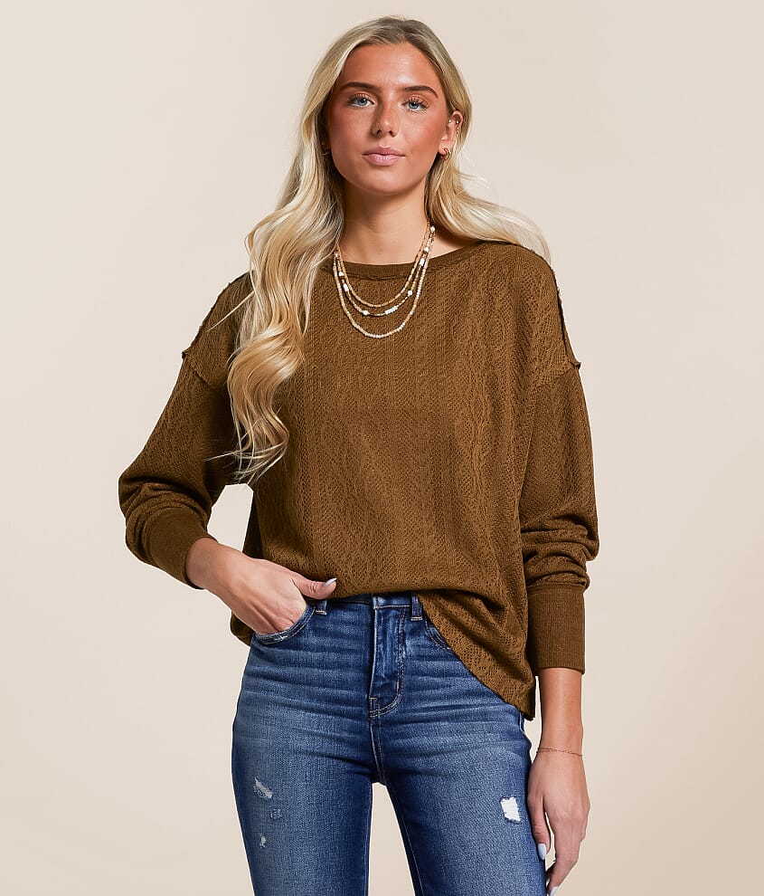 Raw Edge Open Weave Top
