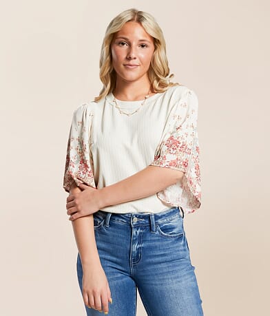 Daytrip Floral Flutter Top front view