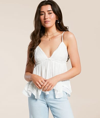 Daytrip Flowy Eyelet Tank Top front view