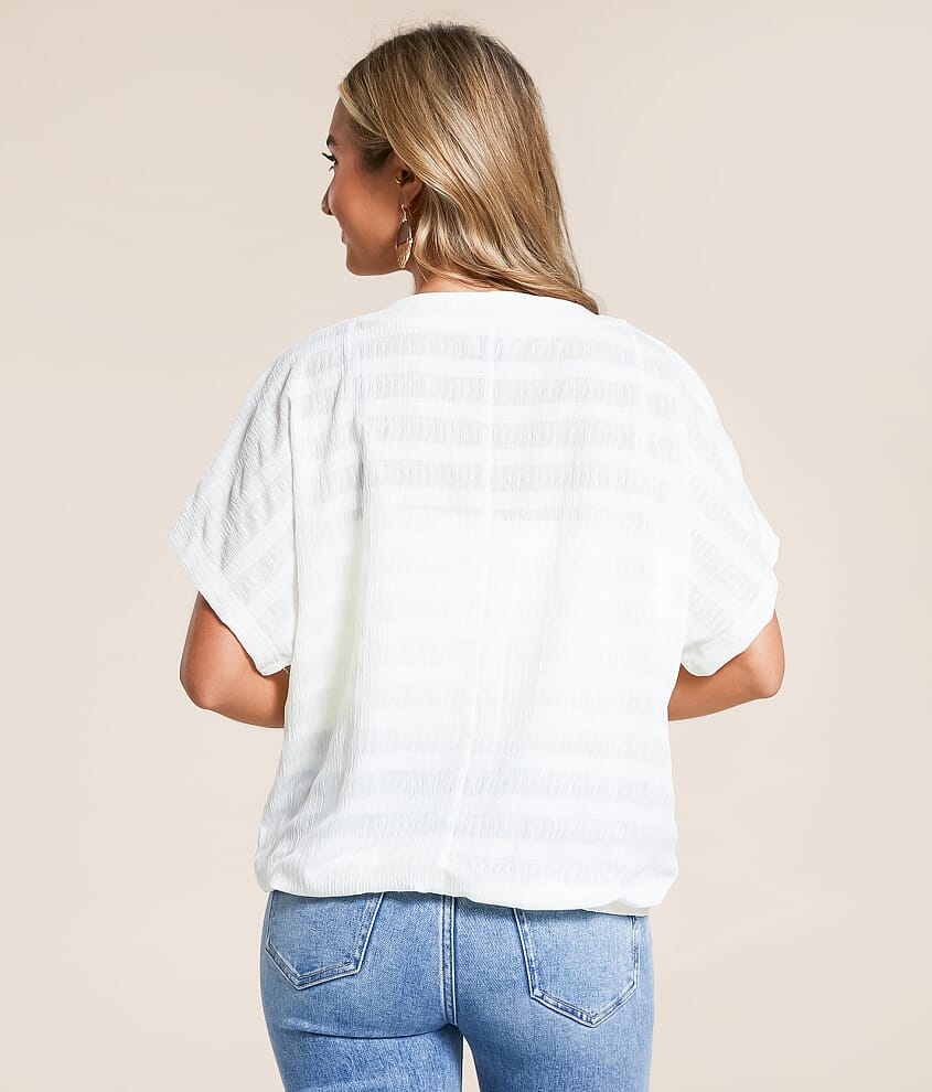 Tonal Striped Textured Top - thumbnail 2