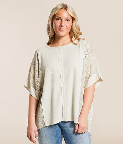 Daytrip Pieced Pointelle Floral Top front view