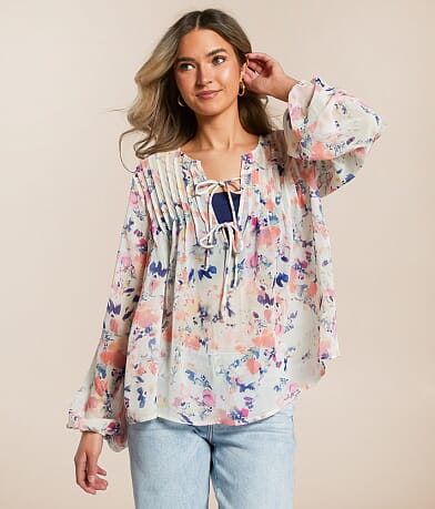 Daytrip Floral Chiffon Top front view