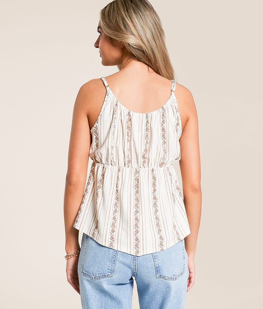 Floral Striped Peplum Tank Top