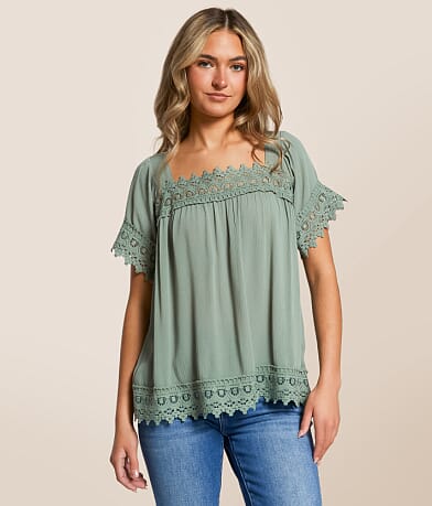 Daytrip Crochet Flowy Top front view