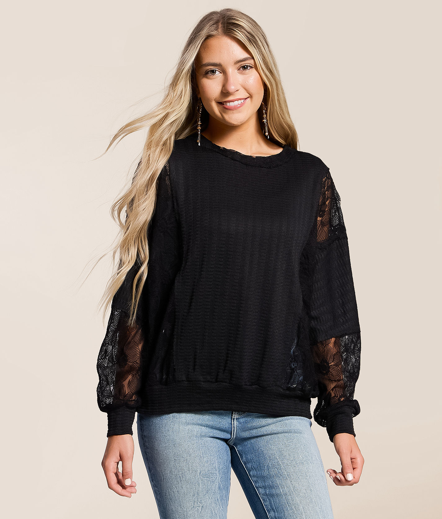Daytrip Pieced Lace Top - Women's Shirts & Blouses in Black | Buckle