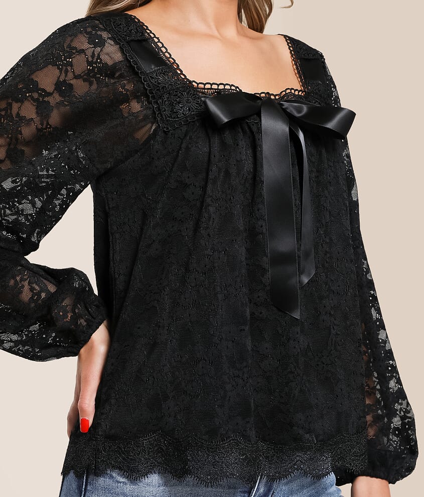Satin Bow Lace Top - thumbnail 3