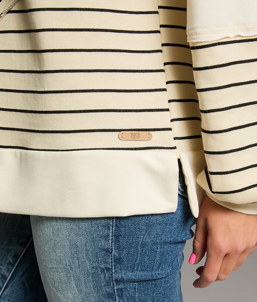 Raw Edge Striped Pullover