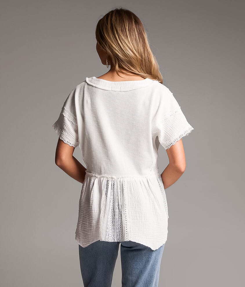 Crochet Lace Peplum Henley