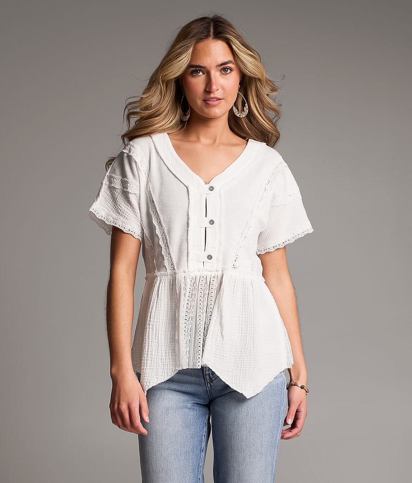 Crochet Lace Peplum Henley