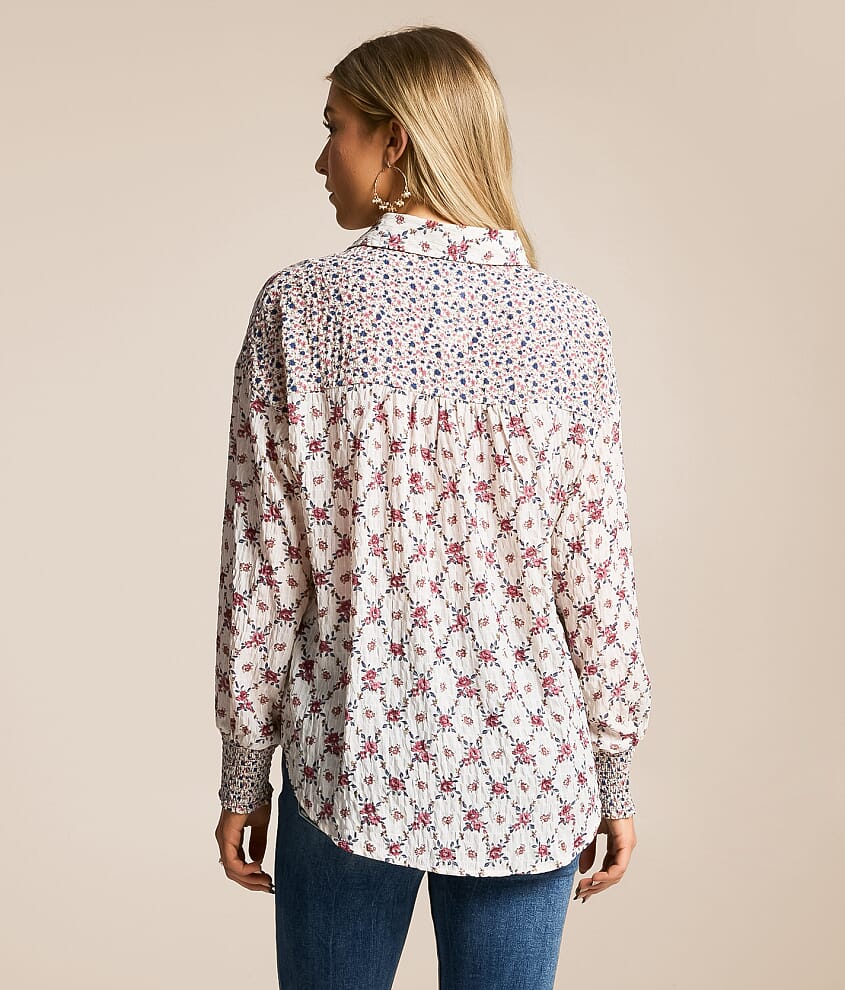 Crinkle Floral Oversized Blouse - thumbnail 3