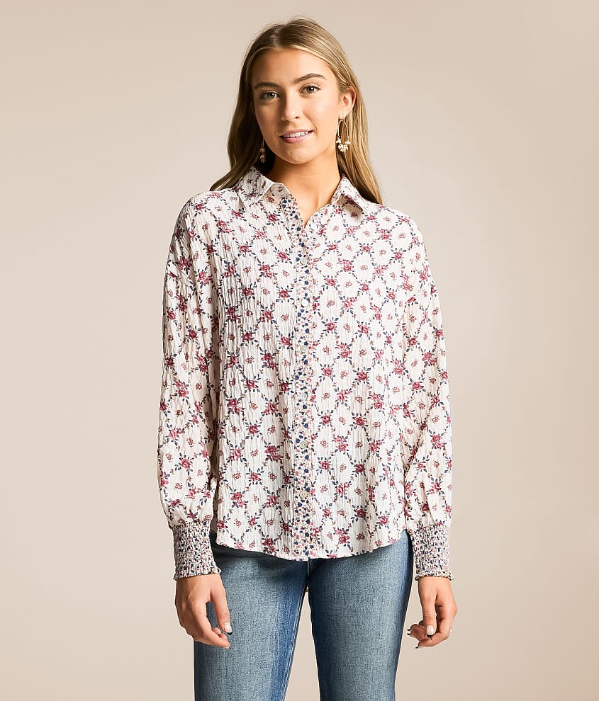 Crinkle Floral Oversized Blouse