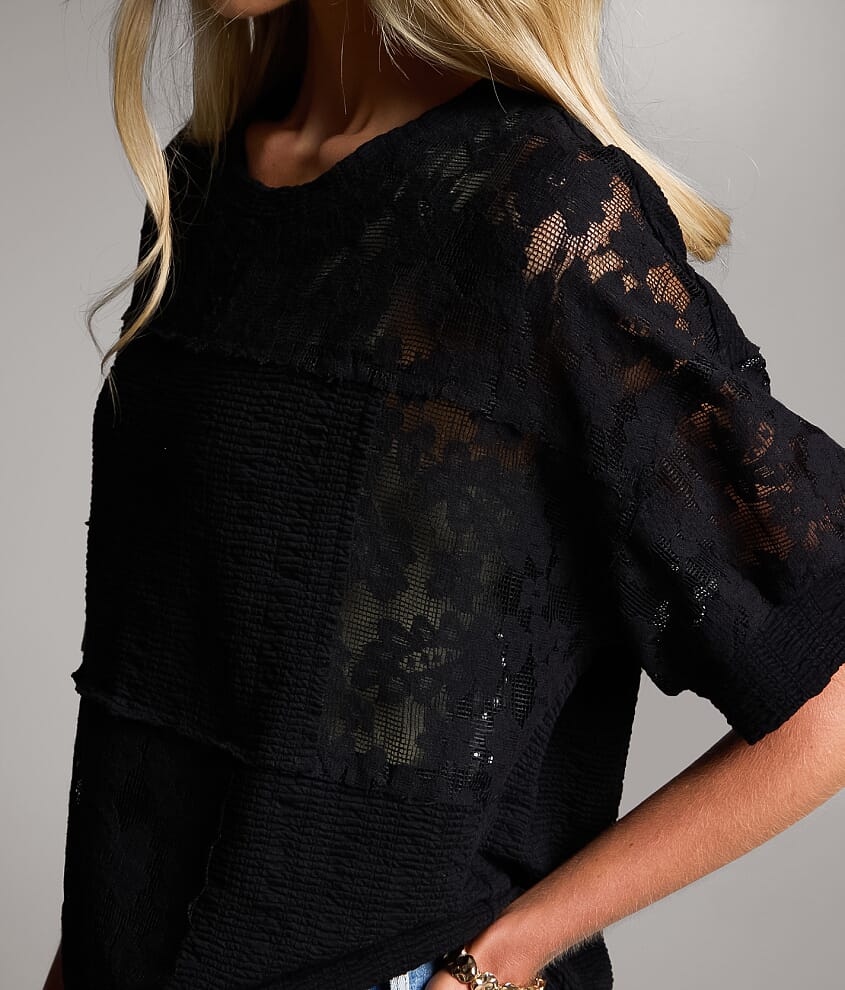 Pieced Lace Eyelet Top