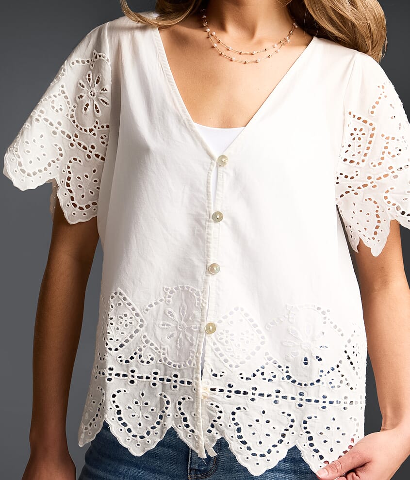 Refined Edit - Embroidered Eyelet Blouse