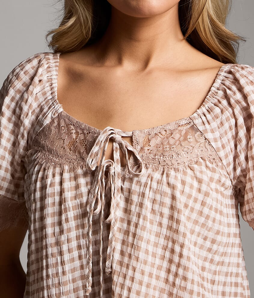Textured Gingham Top