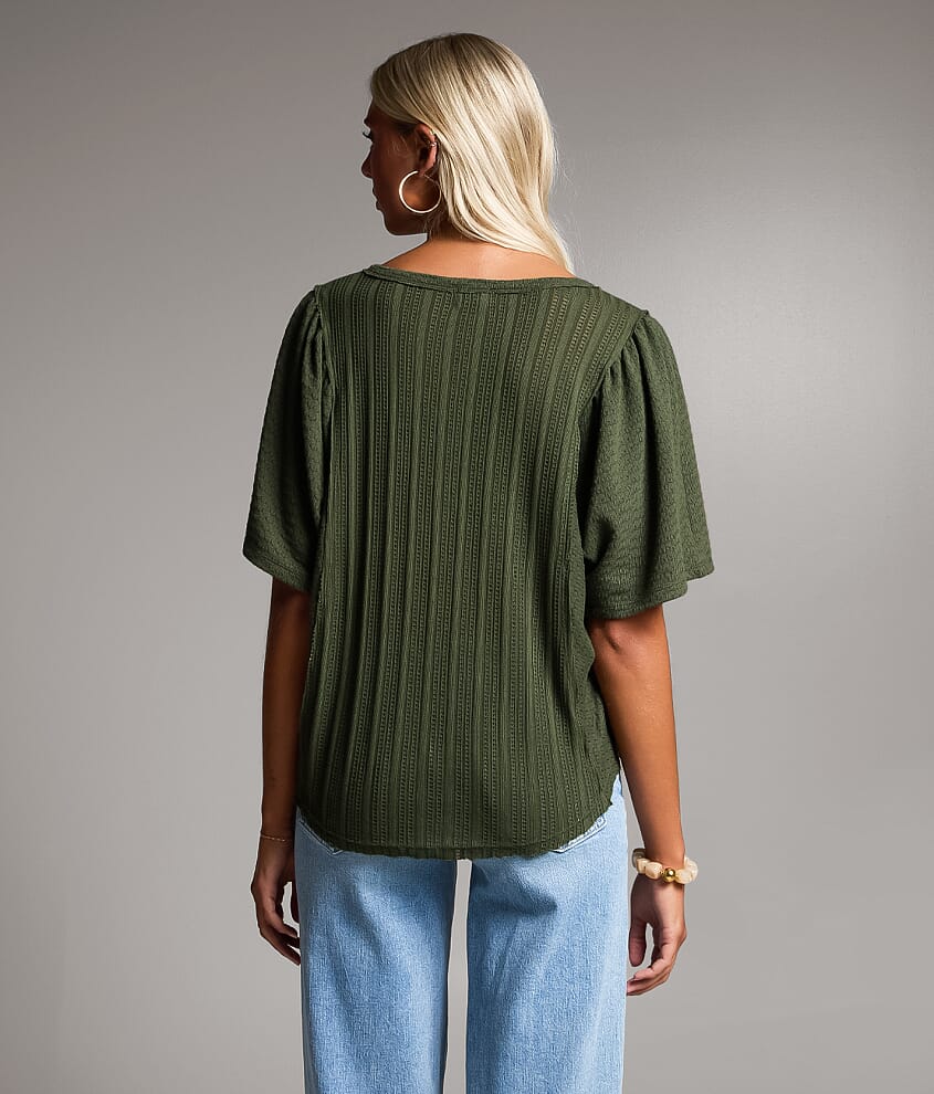 Mixed Stitch Henley Top - thumbnail 3