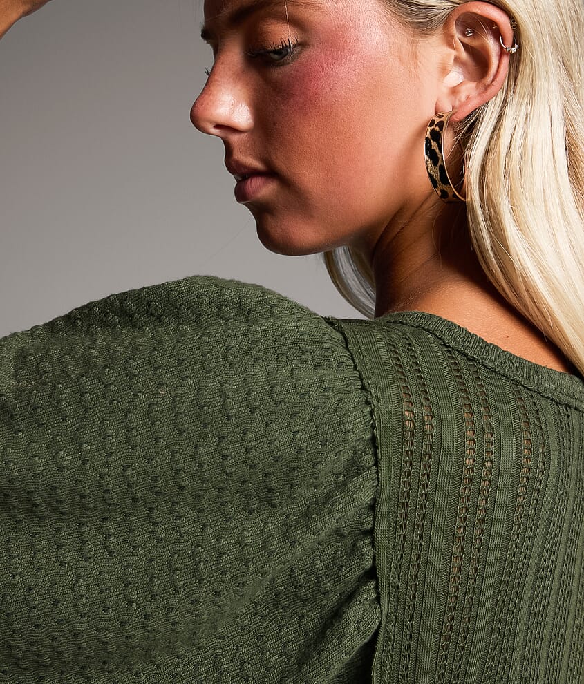 Mixed Stitch Henley Top - thumbnail 4