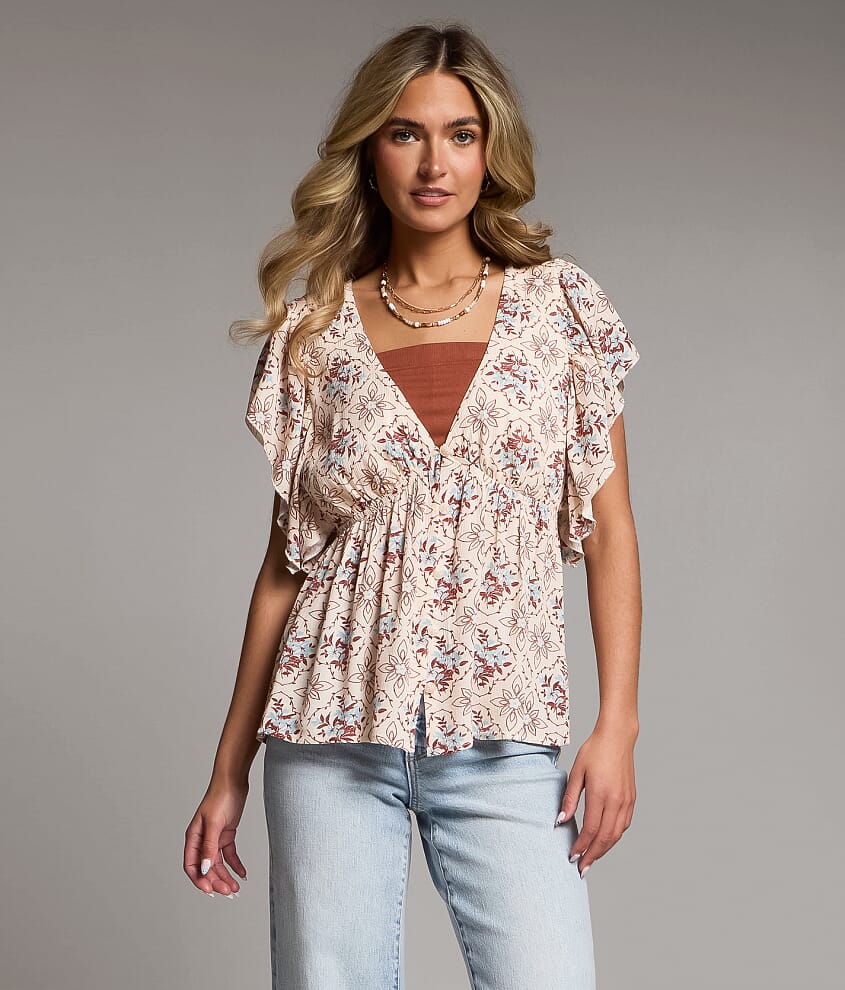 Floral Ruffle Top