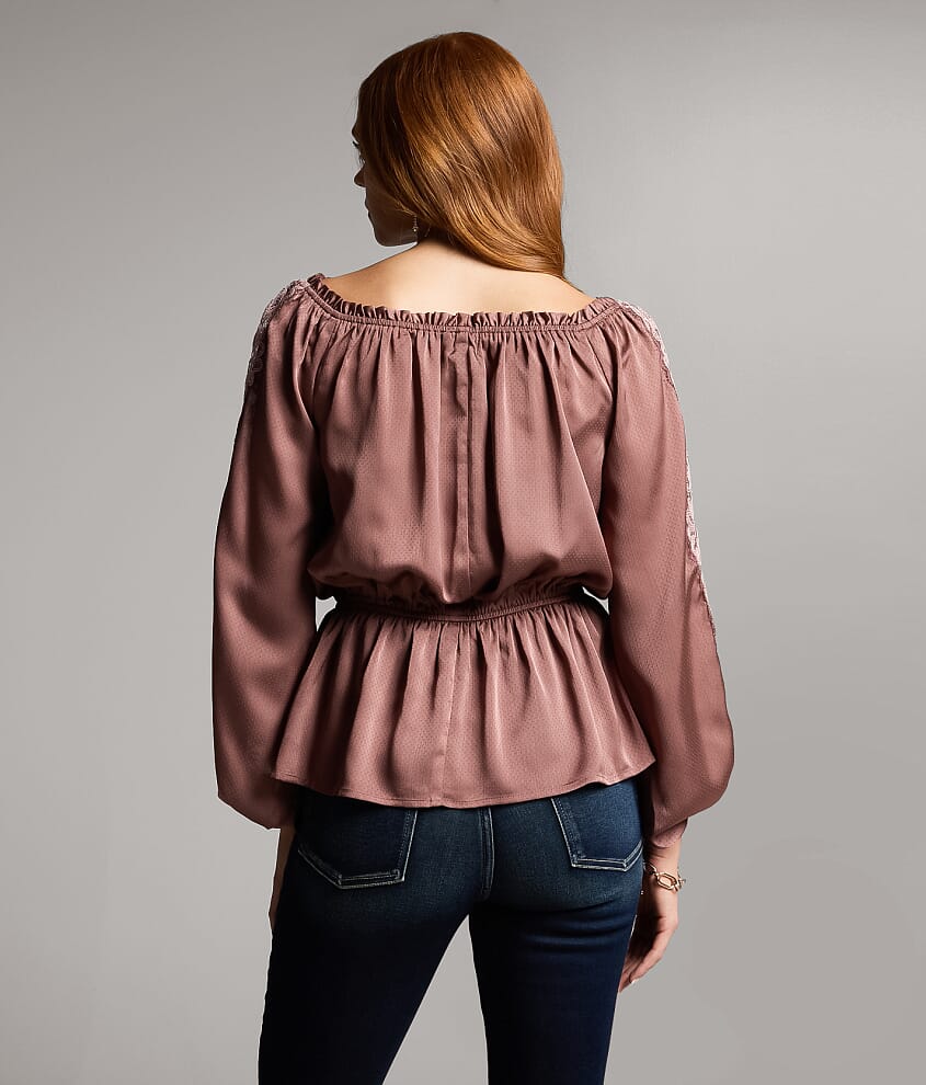 Lace Trim Peplum Top