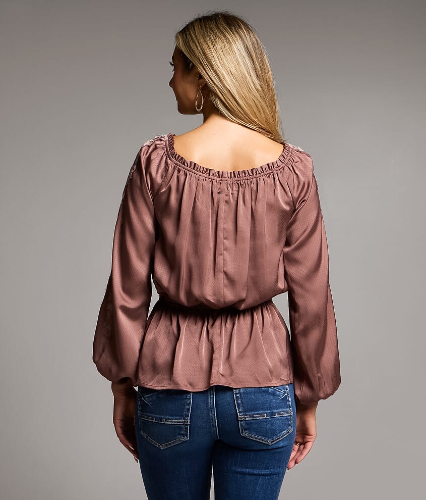 Lace Trim Peplum Top - thumbnail 4