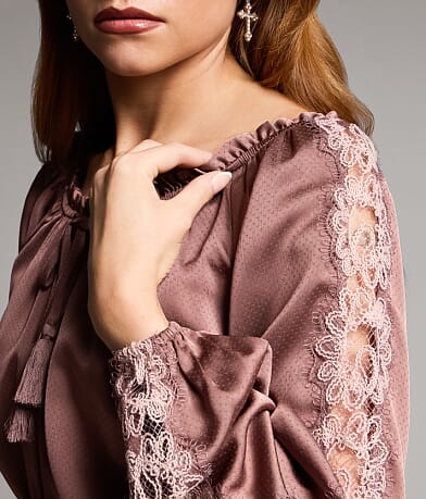 Lace Trim Peplum Top thumbnail 4