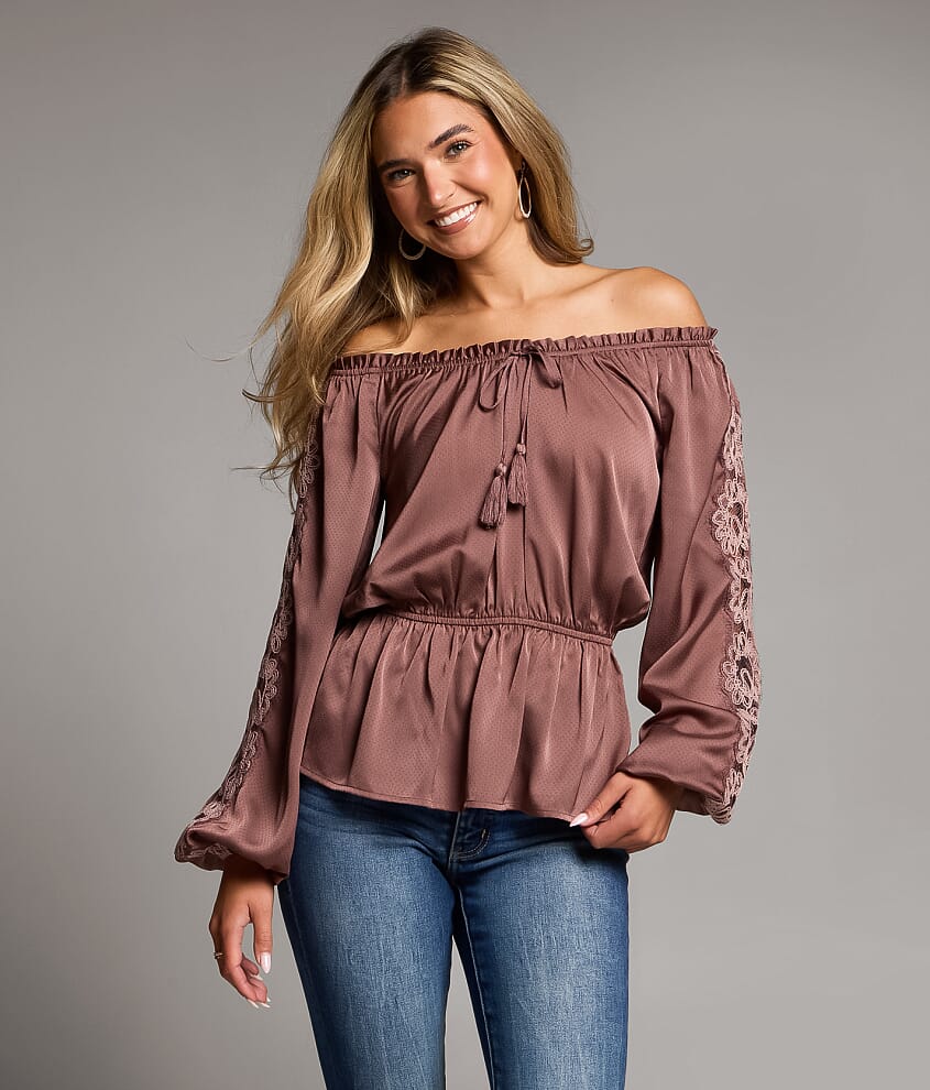 Lace Trim Peplum Top