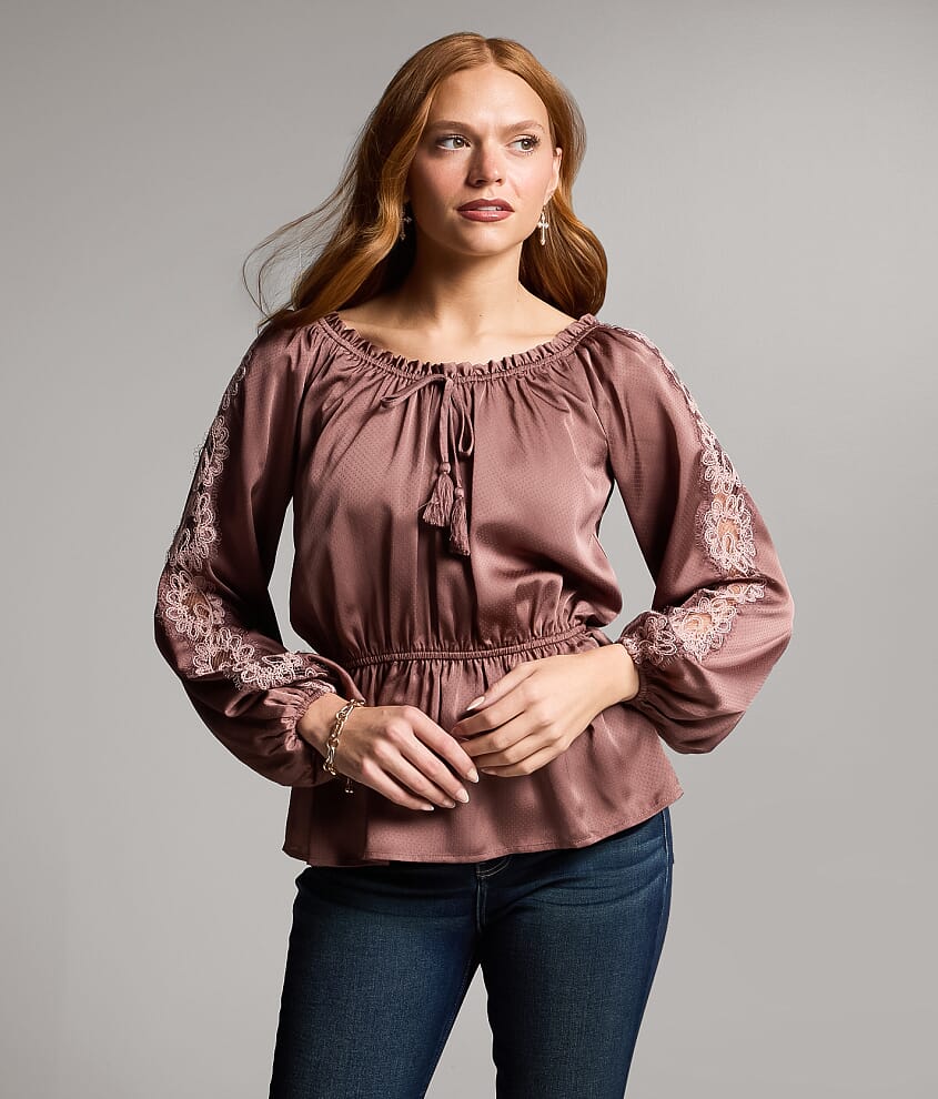 Lace Trim Peplum Top