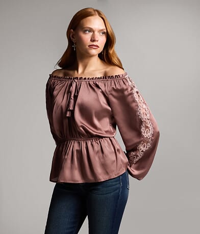 Lace Trim Peplum Top thumbnail 2