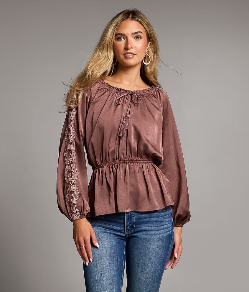 Lace Trim Peplum Top - thumbnail 3