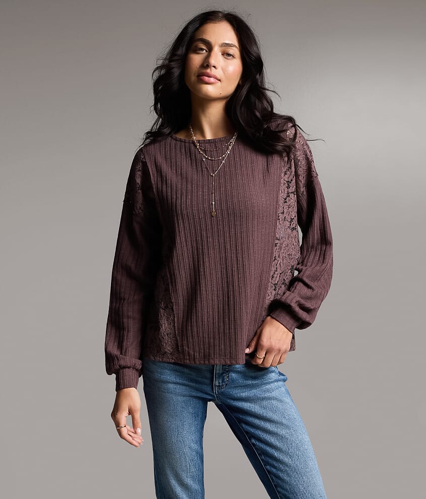 Lace Ribbed Top